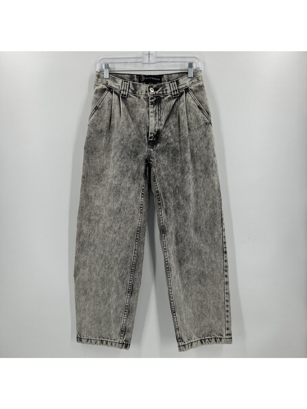 Polar Skate Co Pleated Jeans Men Size 28x30 Gray Acid Wash Skater Baggy